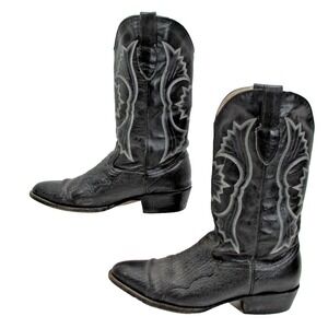 Circle G Exotic Vamp Black Leather Western Cowboy Boots Men's Size 10 US Corral